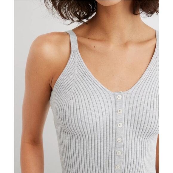 Aerie Gray Button Front Sweater Tank Top Size XL - Picture 9 of 9
